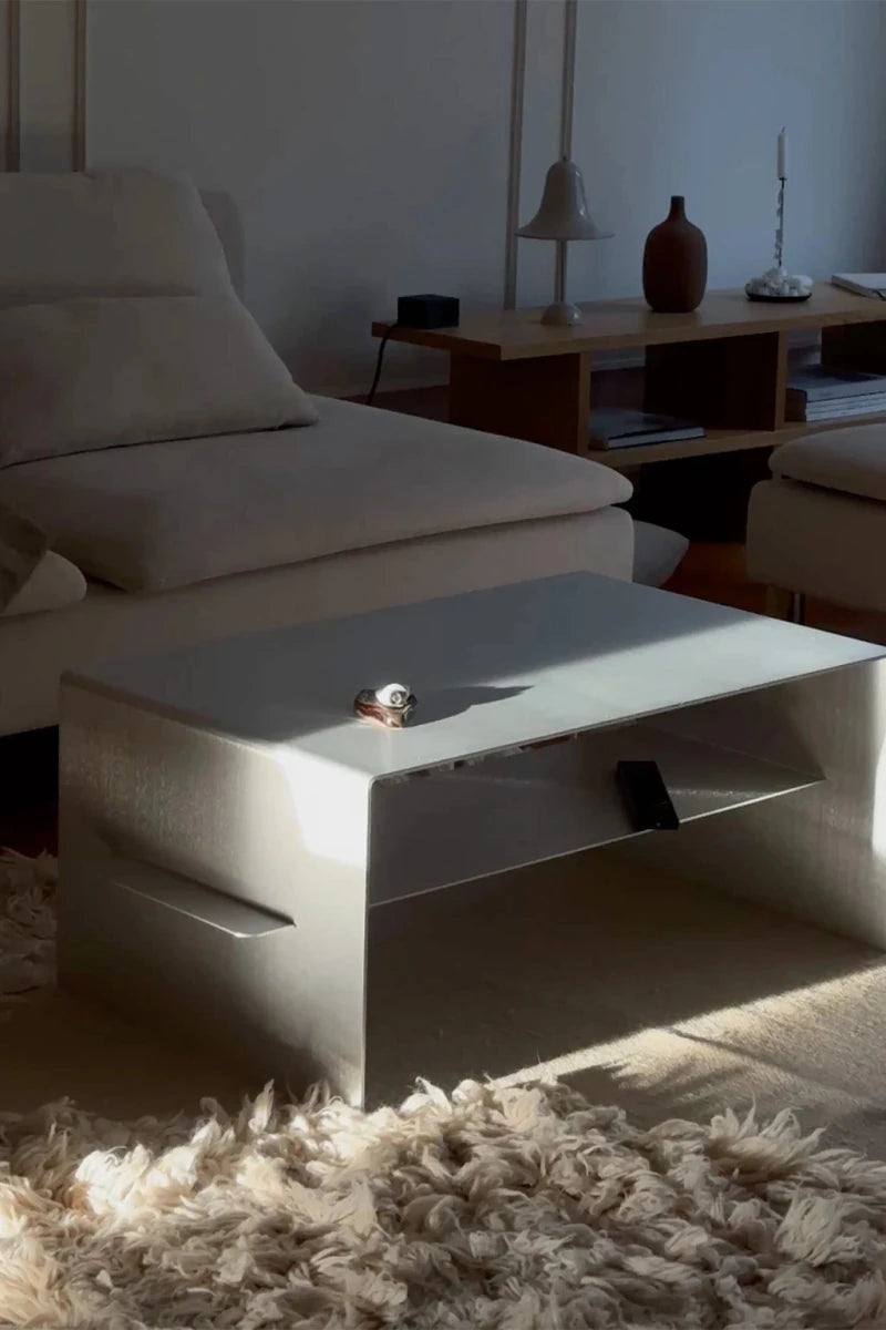 LURA_3 | Aluminium Sofabord, 80 cm m. hylde - RÅM